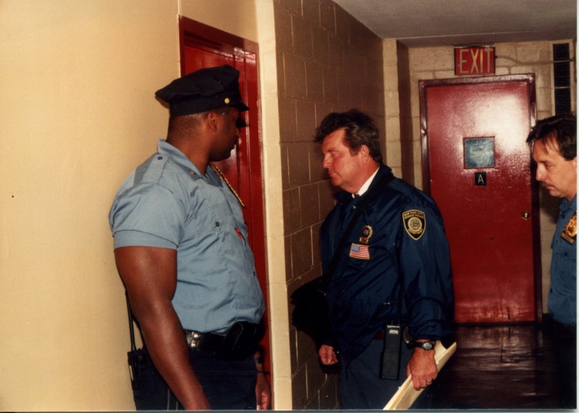 Lee w warrant, Sonny against wall, Dennis right.jpg