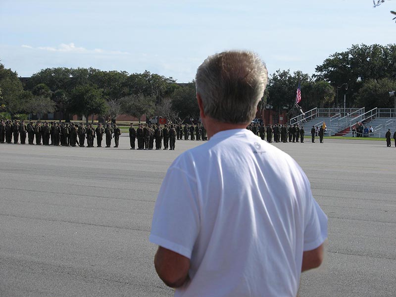 Lee looks at Marines on parade fieldIMG_0013