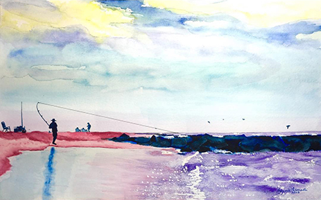 Painting by Janine, Lee in far background